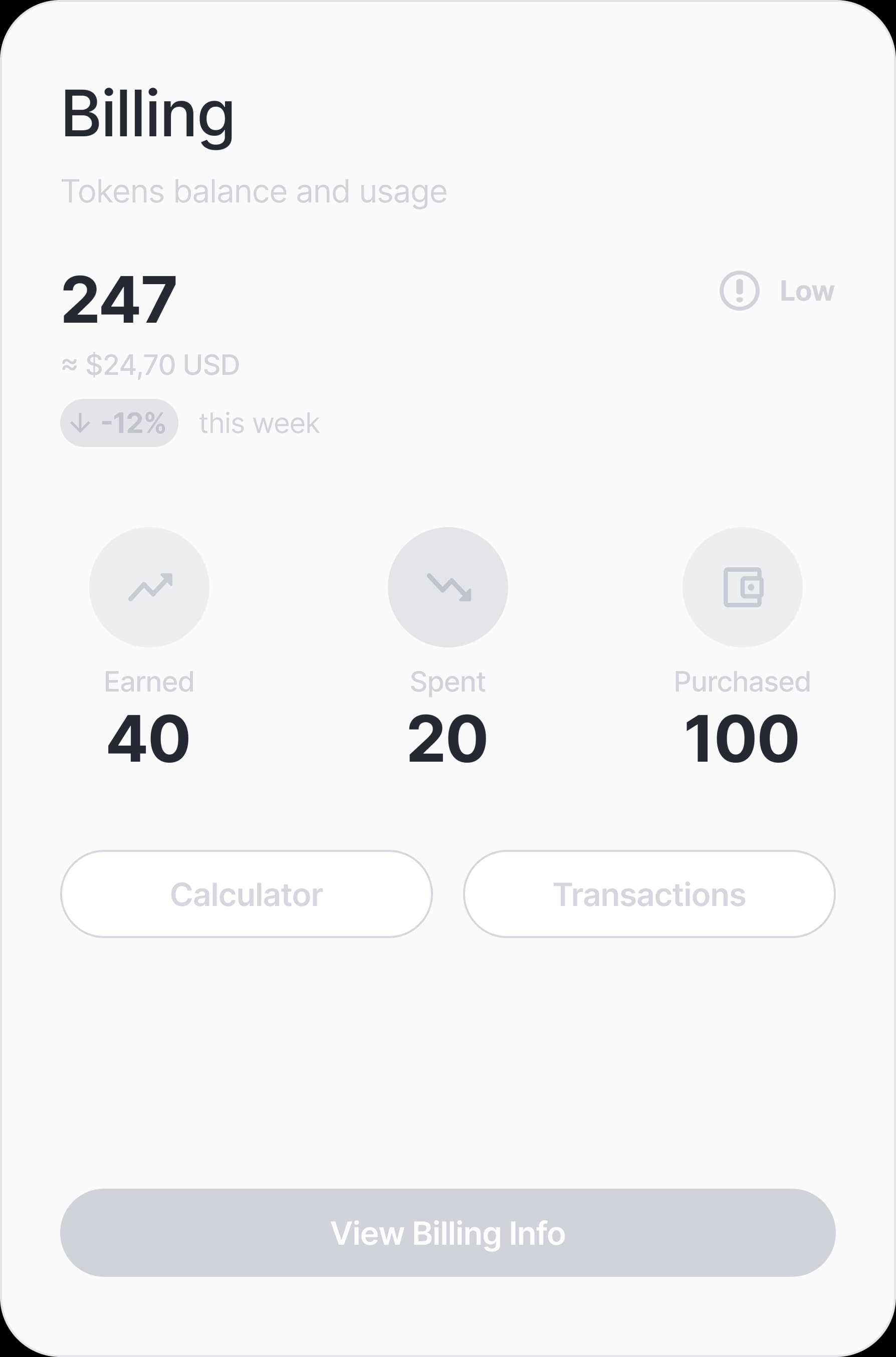 Billing and AI credit usage dashboard